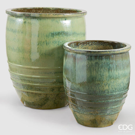 edg enzo de gasperi edg enzo de gasperi set 2 pz vaso glaze bombato rotondo h 94 cm h 71 cm waterproof verde aqua ean 8059824638830
