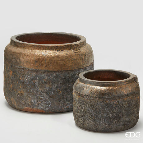 edg enzo de gasperi edg enzo de gasperi set 2 pz vaso saigon rotondo h 41 cm h 25 cm ceramica waterproof copper ean 8059824494375