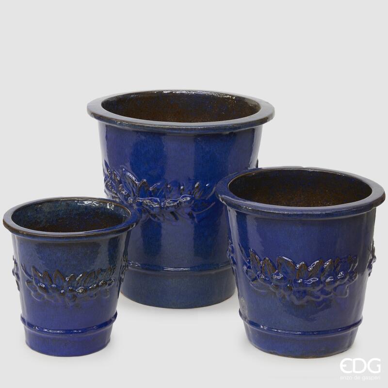 edg enzo de gasperi edg enzo de gasperi set 3 pz vaso atlas limoni svasato h 47 cm h 36 cm h 29 cm waterproof blu ean 8059824486448