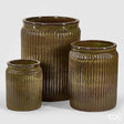 edg enzo de gasperi edg enzo de gasperi set 3 pz vaso glaze rotondo h 70 cm h 55 cm h 40 cm waterproof olive ean 8059824011503