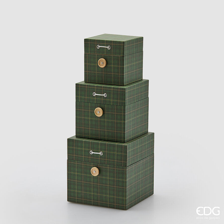 edg enzo de gasperi edg enzo de gasperi set 3 scatole decorative natale quadrata h 18 cm h 15 cm h 12 cm dark green ean 8059824528001