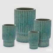 EDG Enzo De Gasperi Lot de 4 Vases Glaze Atlas Rayures Mix Bleu Céramique