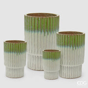 EDG Enzo De Gasperi Lot de 4 Vases Glaze Atlas Rayures Mix Vert Céramique