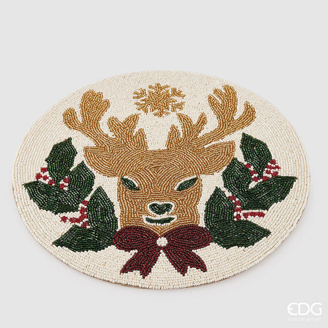edg enzo de gasperi edg enzo de gasperi sottopiatto renna con perline rotondo natale d 36 cm multicolor ean 8059824558596