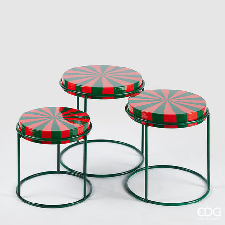 edg enzo de gasperi edg enzo de gasperi tavolo bicolore rotondo natalizio piccolo h 35 cm d 385 cm metallo verde rosso