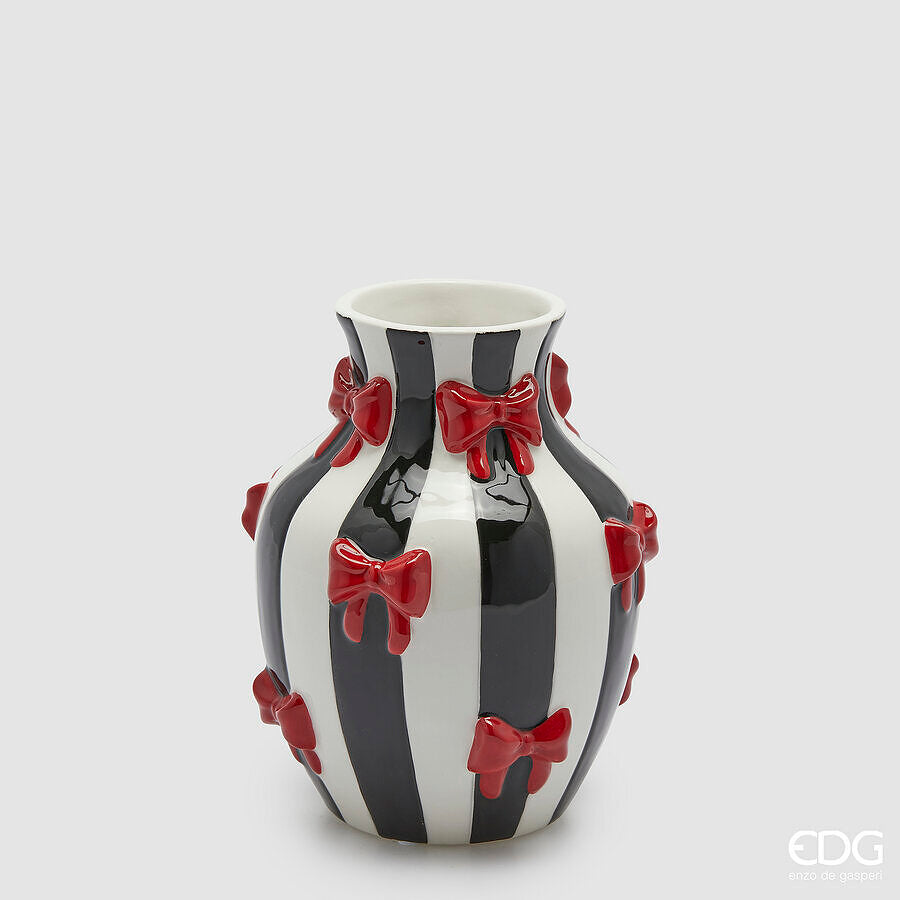 edg enzo de gasperi edg enzo de gasperi vaso anfora con fiocchi h 19 cm d 14 cm ceramica bianco nero ean 8059824552693