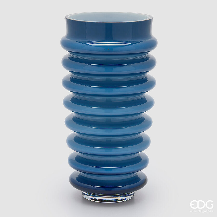 edg enzo de gasperi edg enzo de gasperi vaso dischi svasato vetro h 30 cm d 175 cm blu ean 8059824609397