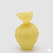 EDG Enzo De Gasperi Vase Flow Sinueux H 30,5 Cm D 19,5 Cm Étanche Verre Satiné Jaune