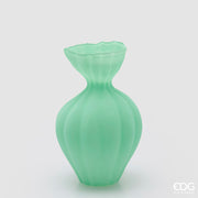 EDG Enzo De Gasperi Vase Flow Sinuoso H 30,5 cm D 19,5 cm Étanche Verre Satiné Vert