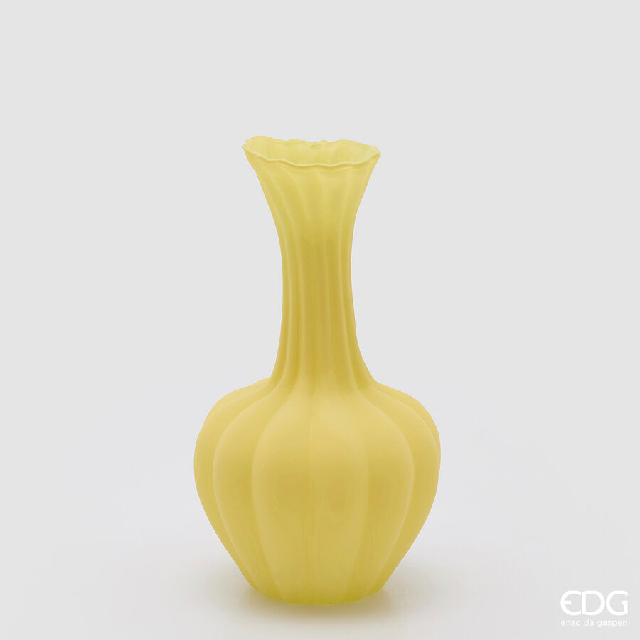 edg enzo de gasperi edg enzo de gasperi vaso flow sinuoso h 31 cm d 17 cm waterproof vetro satinato giallo ean 8059824630513