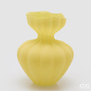 EDG Enzo De Gasperi Vase Flow Sinueux H 32 Cm D 26 Cm Étanche Verre Satiné Jaune
