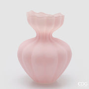 EDG Enzo De Gasperi Vase Flow Sinueux H 32 Cm D 26 Cm Étanche Verre Satiné Rose