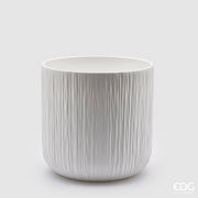 EDG Enzo De Gasperi Vase Gen Blanc Céramique Relief 20 cm