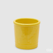 EDG Enzo De Gasperi Vase Glaçure Cylindre Jaune Céramique 18 cm