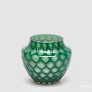 EDG Enzo De Gasperi Vase Honeycomb Nid d'Abeille H 17 Cm D 20 Cm Verre Étanche Vert