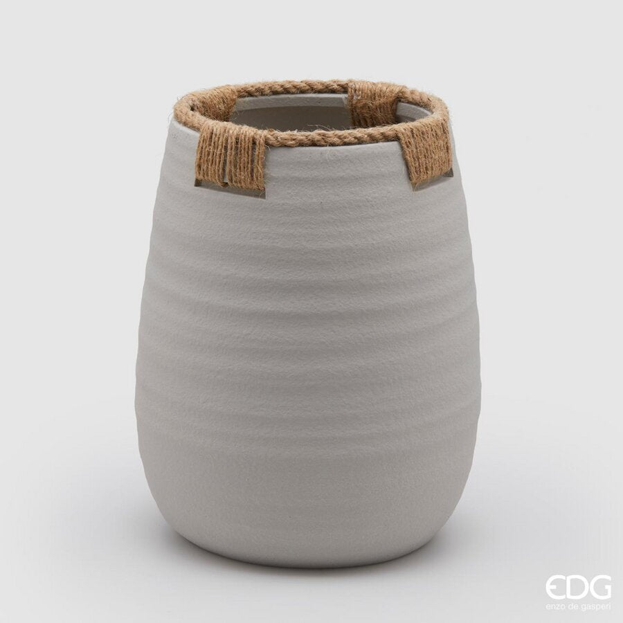 edg enzo de gasperi edg enzo de gasperi vaso in terracotta con corde h 29 cm d 23 cm grigio vaso decorativo naturale design moderno ean 8059824127617