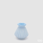 EDG Enzo De Gasperi Vase à Rayures avec Bord H 13 Cm D 12 Cm Imperméable Verre Bleu Céleste
