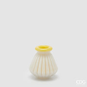 EDG Enzo De Gasperi Vase Rayures avec Bord H 13 Cm D 12 Cm Imperméable Verre Jaune