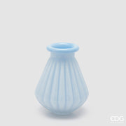 EDG Enzo De Gasperi Vase Rayures avec Bord H 20 Cm D 16 Cm Waterproof Verre Céleste