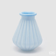 EDG Enzo De Gasperi Vase Rayures avec Bord H 28 Cm D 23 Cm Étanche Verre Bleu Ciel