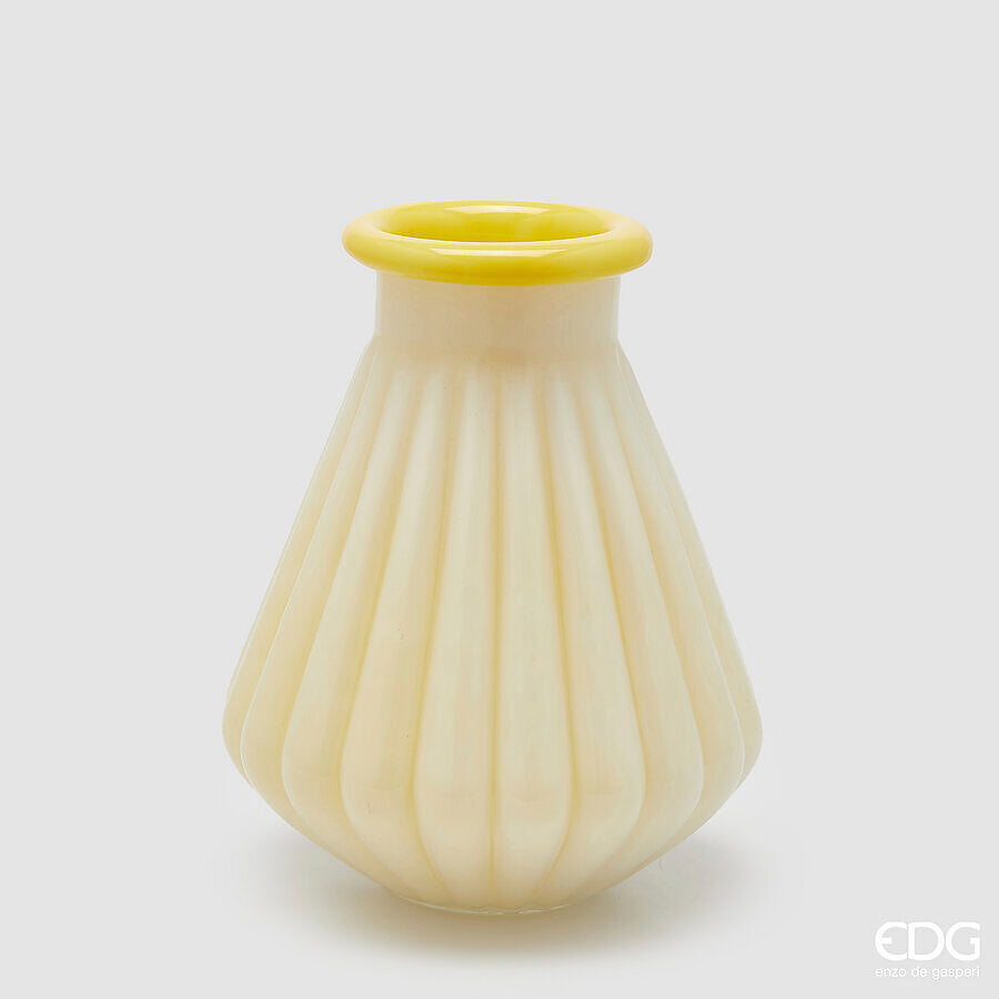 edg enzo de gasperi edg enzo de gasperi vaso righe con bordo h 28 cm d 23 cm waterproof vetro giallo ean 8059824619174