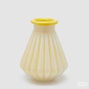 EDG Enzo De Gasperi Vase Rayures avec Bord H 28 Cm D 23 Cm Étanche Verre Jaune