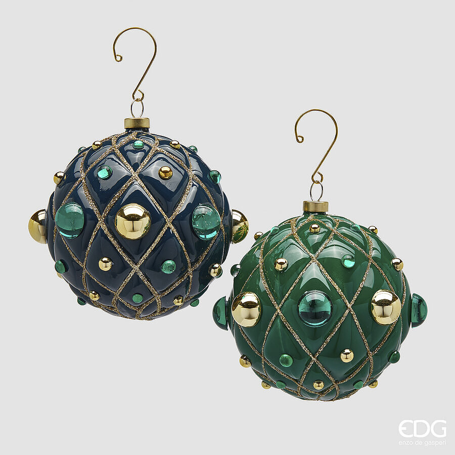 edg enzo de gasperi edg enzo de gasperiaddobbo palla di natale decoperle ass d 13 cm vetro green gold 1 pz ean 8059824507815