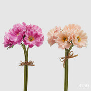 Bouquet de coquelicots EDG Enzo De Gasperi 5 branches avec feuilles H 34 cm Rose ou ivoire 1 pièce
