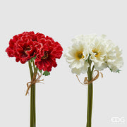 Bouquet de coquelicots EDG Enzo De Gasperi 5 branches avec feuilles H 34 cm Rouge ou blanc 1 pièce