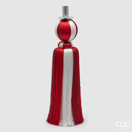 edg enzo de gasperi portacandela nappa natale h 45 cm bianco rosso ean 8059824421289