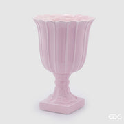 Vase tulipe EDG Enzo De Gasperi avec pied H 41 cm P 27 cm Rose clair