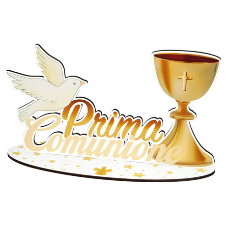 etm etm decorazione da tavola party prima comunione h 21 cm 35 x 15 cm oro ean 8059793667893