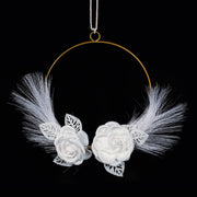 ETM Decor Cercle 2 Fleurs D 20 / 25 cm Blanc