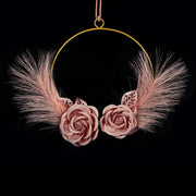 Cercle décoratif ETM 2 fleurs D 20/25 cm Rose