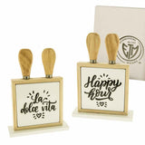Etm Ensemble Fromage Bois Céramique 13x18cm 2pcs Cadeaux