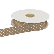 Ruban satin double ETM à pois 25 mm 50 m Gris tourterelle
