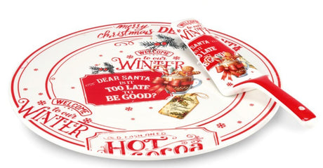 fade fade chocolat piatto torta di natale con paletta d 30 cm bianco rosso ean 8016175589778