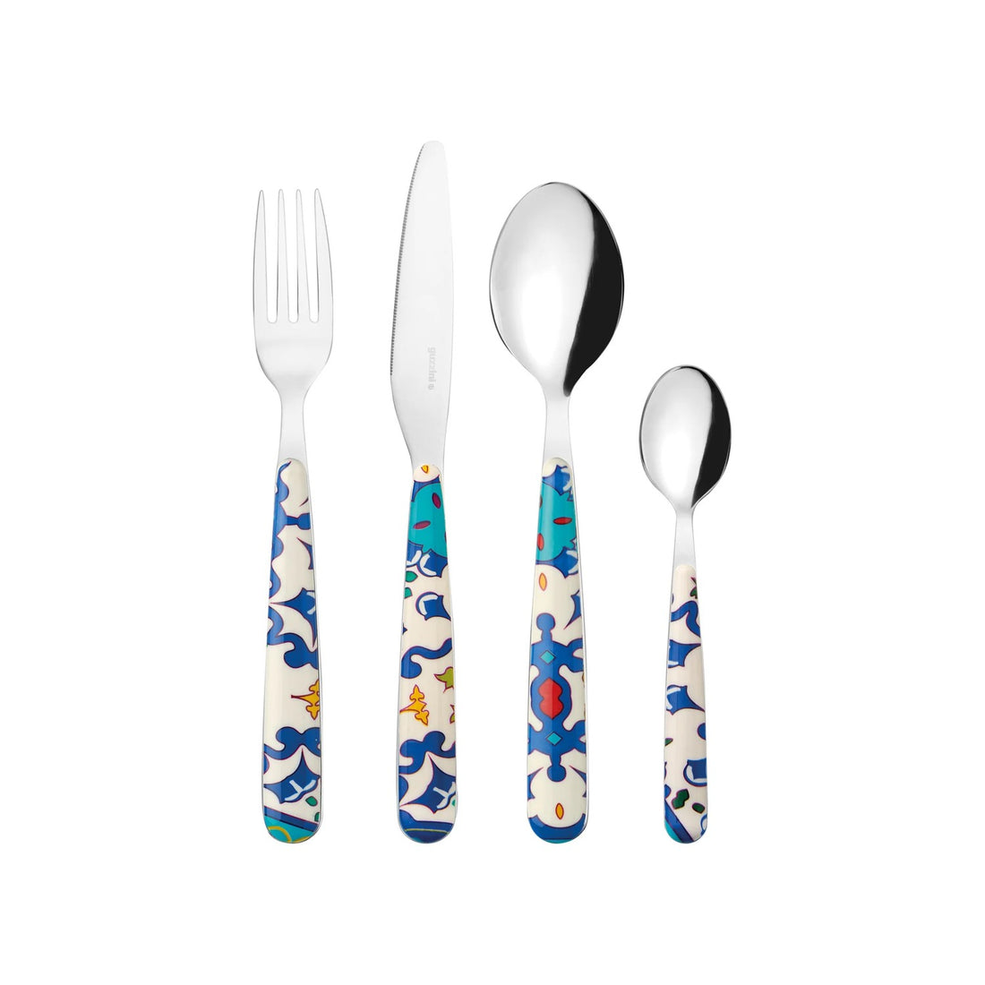 guzzini guzzini servizio24 posate flower lemon acciaio con impugnatura decorata