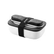 Coffret repas de voyage GUZZINI Store&amp;Go avec couverts, noir et blanc