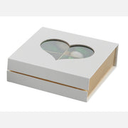 L'Arcolaio Boîte Entoilée Porte-Dragées 13 x 13 x 4 Cm Bonbonnière Blanche avec Cœur 1 Pièce