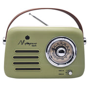 La radio vintage Bluetooth en forme de bobine de fil, 22 x 9 x 19 cm, verte.