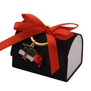 L'Arcolaio Boîte Box avec Porte-clés Cadeau de Fête 7 x 5 Cm Contenant à Dragées Diplôme Noir 1 Pièce