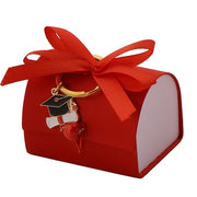 L'Arcolaio Boîte avec porte-clés, bonbonnière 7 x 5 cm, boîte à dragées pour remise de diplôme, rouge, 1 pièce