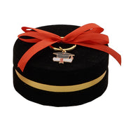 L'Arcolaio Boîte Box avec Porte-clés Cadeau de Remerciement D 10 x 4 Cm Contenant à Dragées Diplôme Noir 1 Pc