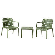 L'Arcolaio Ensemble Ventotene Vert avec 2 Fauteuils et Table Basse en Polypropylène