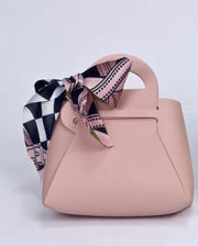 Sac à main en similicuir Linea Due Elle avec nœud en tissu rose poudré
