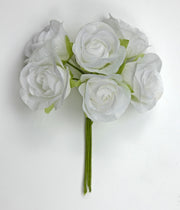 Ligne Deux Elle Bouquet Fleurs Rose Polyester D 3,5 Cm Blanc 36 Pcs