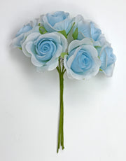 Ligne Deux Elle Bouquet Fleurs Rose Polyester D 3,5 Cm Bleu Clair 36 Pcs