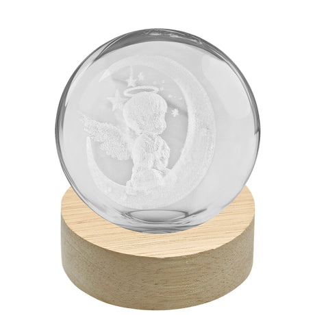 linea due elle linea due ellelumetto a sfera angelo con luna con base in legno d 6 cm h 8 cm bomboniera lampada decorativa idee regalo ean 8033551046496