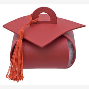 Linea Due Tocco de Diplôme Simili Cuir Rouge 9x9x6 cm – Chapeau de Diplômé Décoratif pour Dragées et Bonbons Lot 12 Pcs